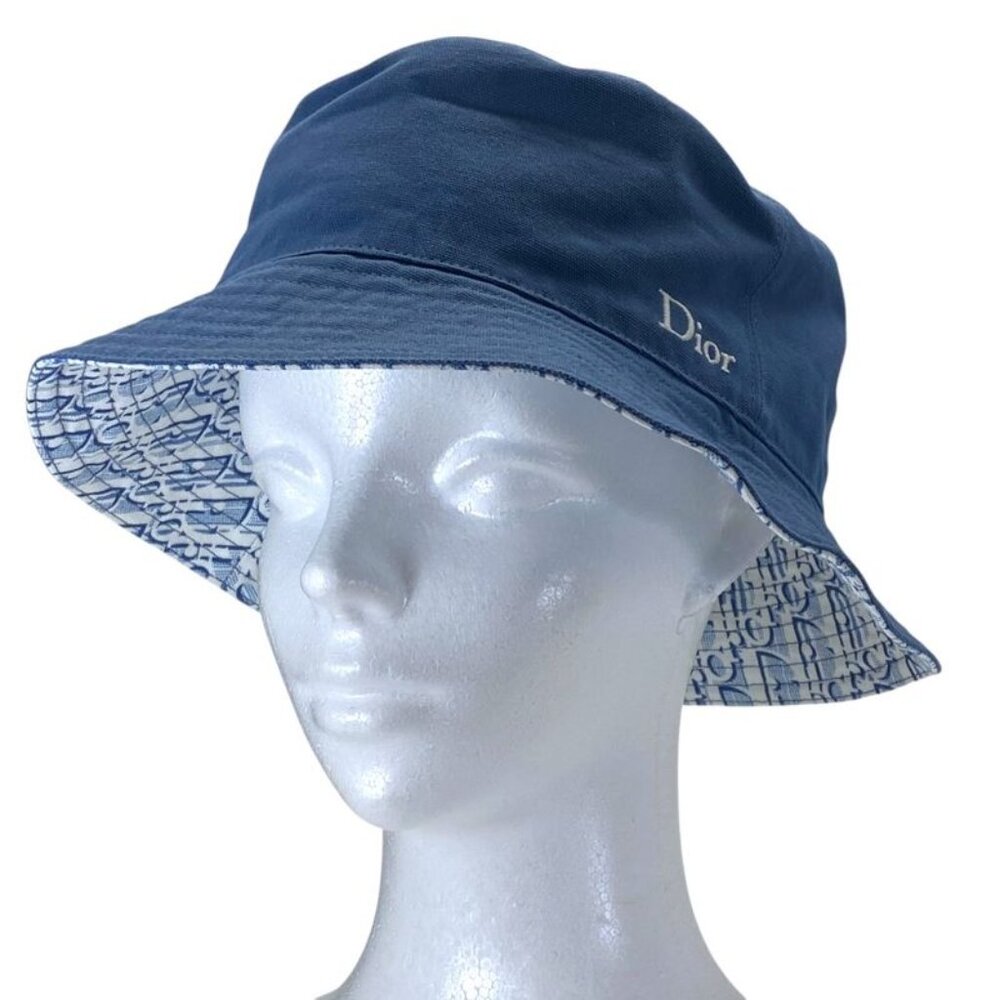 ★SOLD★ Dior Oblique Crotta Bob Hat Bucket Hat Reversible Blue White - Picture 8 of 8